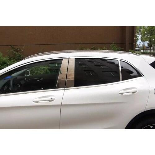 For Mercedes Benz GLA2015 6PCS Stainless Steel Car Middle Window Trims Center Pillars Covers Trim Cover Car Styling Accessories