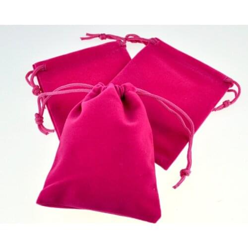 50pcs/lot Hot Pink Color Velvet Bags 9x12cm Pouches Jewelry/MP3 Packing Bags Christmas/Candy/Wedding Gift Bags Free Shipping