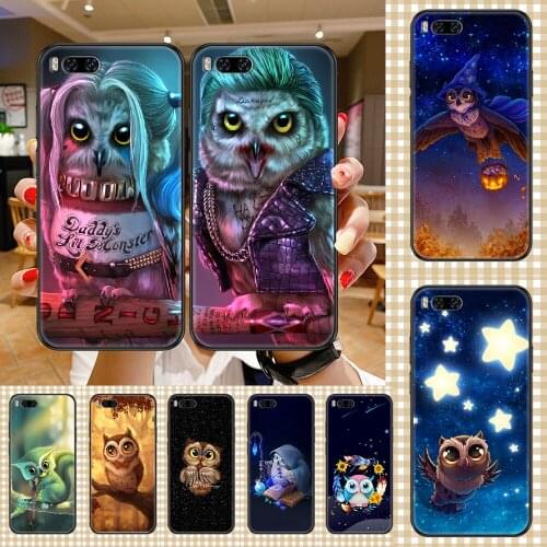 Cute Animal Cartoon Owl Phone case For Xiaomi Mi Max Note 3 A2 A3 8 9 9T 10 Lite Pro Ultra black painting bumper silicone prime