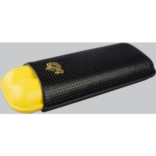 COHIBA Embossed Leather Cigar Case Holder 2 Tube Gift Box