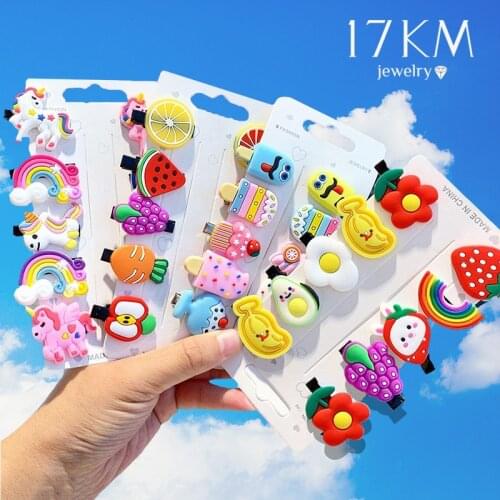 Baby Girls Cartoon Hairpin For Women Children Rainbow Hair Clip Kids Flower Candy Fruit Barrette Hair Accessories