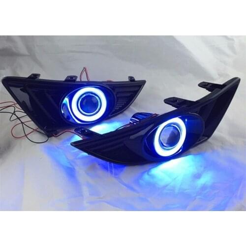 Top quality daytime running light COB angel eye (6 colors), projector lens fog lamp with cover for Nissan bluebird LANNIA, 2 pcs