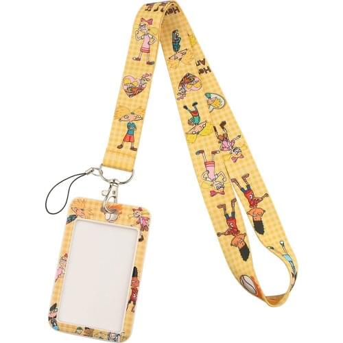 JF0011 Cartoon Anime Office Card Sets ID Badge Case Clear Bank Credit Card Badge Holder Cartoon Anime Lanyards Keychain