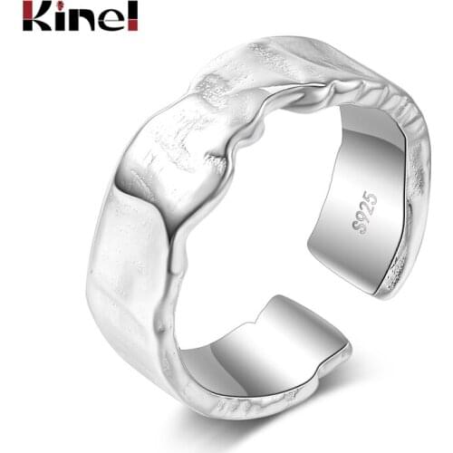 Kinel Genuine 100% 925 Sterling Silver Minimalist Rings for Women Geometric Handmade Creative Couple Ring Silver 925 Jewelry