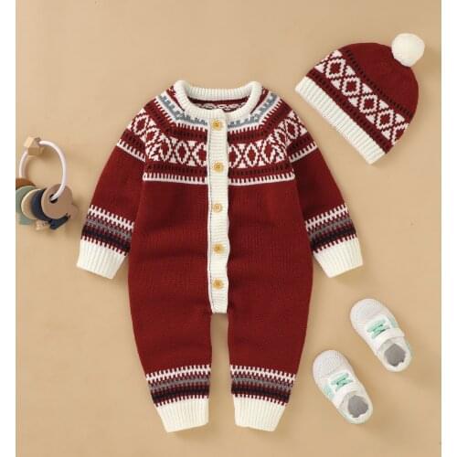 Newborn Baby Rompers Spring Autumn Knitted Infant Bebes Sweaters Jumpsuits Outfits Sets for Toddler Boys Girls Playsuits Overall