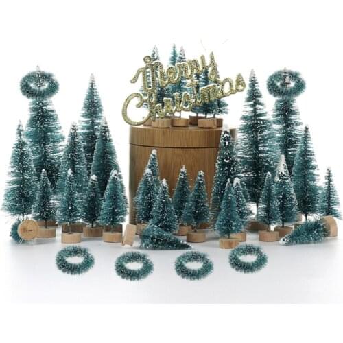 Christmas Decoration Set Diy Craft Scrub Sisal Christmas Mini Tree Base 55 Sets