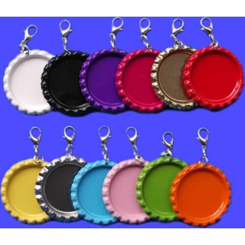 Hot Selling ! 500 Pcs/Lot Flattened Bottle Caps With Lobster Clasps Linerless Blank Crown Caps For DIY Carfts