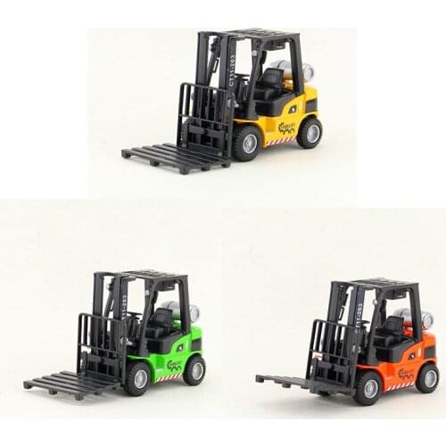 Diecast Alloy Forklift Childrens Toy Car Model Simulation Engineering Vehicle Pull Back Sound and Light Bulk Kids Toys Boys