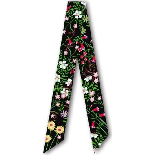 Small Floral Women Scarf Brand Summer Silk Scarf Head Hair Bands Design Handle Bag Ribbons Foulard Neckerchief Scarves Warps