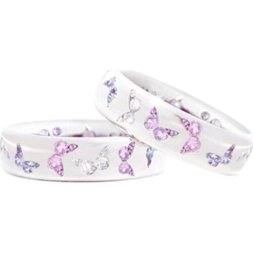 Cute Butterfly Shining Crystal Zircon Ring for Girl Jewelry Accessories Wedding Band Party Birthday Gifts Fashion Women Rings