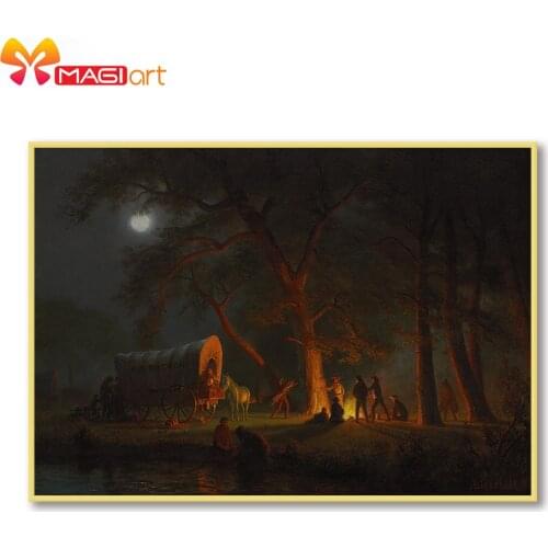 Cross stitch kits Embroidery needlework sets 11CT water soluble Canvas Patterns 14C Full Landscape bonfire -NCMS186