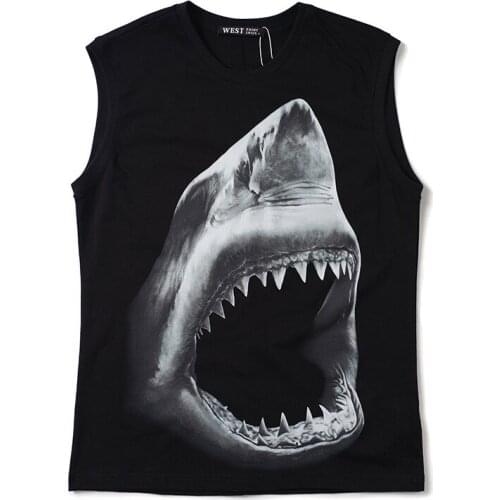 Novelty 2020 New High Men Fashion Shirts Classic 3D Shark Teeth Hip Hop Skateboard Street Cotton Tee Tank Tops Dog #299