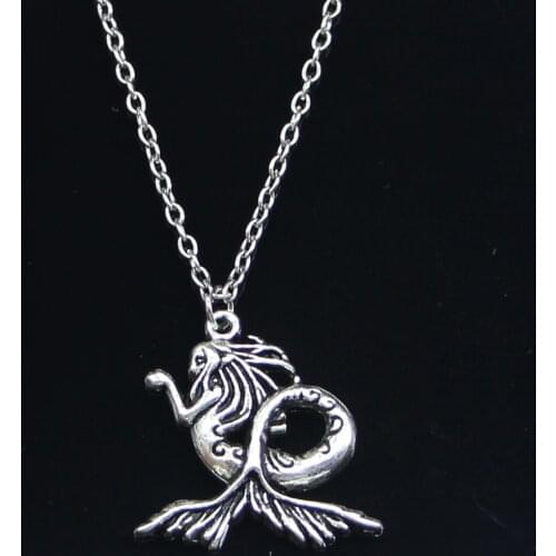 20pcs New Fashion Necklace 27x27mm mermaid Pendants Short Long Women Men Colar Gift Jewelry Choker
