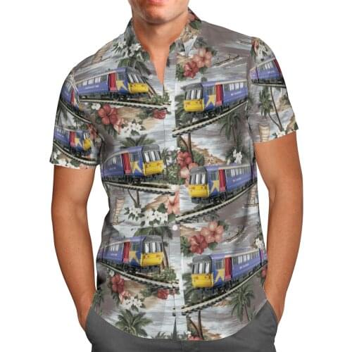 Train 3D Print Beach Hawaii Summer 2021 Shirt Short Sleeve Shirt Streetwear Oversized 5XL Camisas De Hombre Blusa Masculina-28