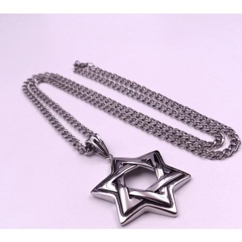 Father GIfts Husband Gifts Biker Large The star of David Stainless Steel Casting Punk Pendant Necklaces Curb Chain 5mm 24