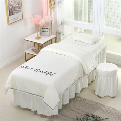 4-6pcs Beauty Bedspread Thick Warm Crystal Fleece Bed Skirt Beauty Salon Massage Body Simple Bed Cover