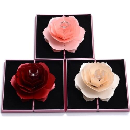PopularRose Flower Gift Engagement Ring Box Diamond Ring Organizer Jewelry Display Storage Holde Proposal Wedding Ring Box