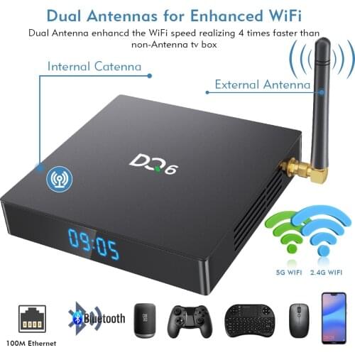 DQ6 Smart TV Box Android 10 RK3318 4GB 32GB 64GB 4K 1080P Media Player 2.4G/5G Dual Wifi BT Fast Set Top BOX