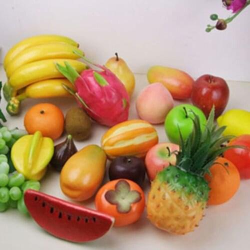 Variety Artificial Fruit Fake Apple Banana Plastic Orange Watermelon Ornament Craft Food Photography Props Table DIY Home Decor
