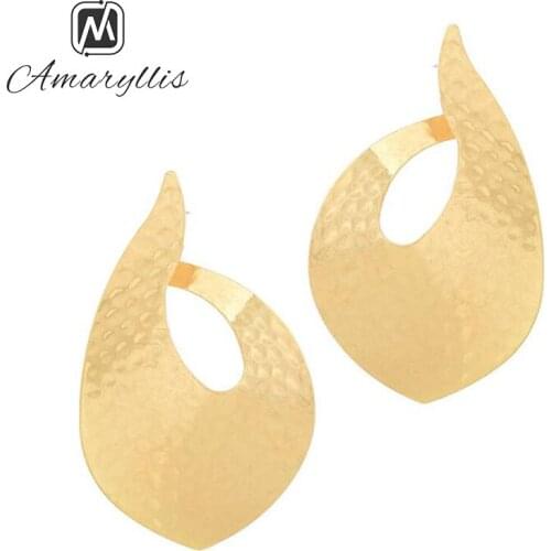 Amaiyllis Large Metal Geometrical Earrings For Women Chunky Hammered Alloy Studs Earrings New Simple Post Collection Earrings