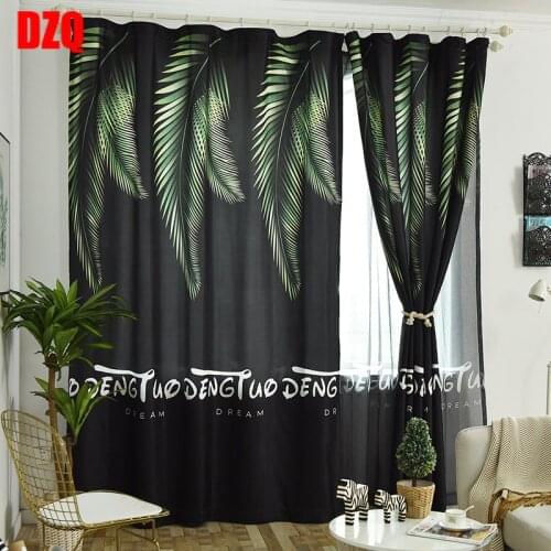 Scandinavian Style Curtains for Living Dining Room Bedrooms Full Shading Phoenix Tail Leaf Semi Shading Window Tulles Curtains
