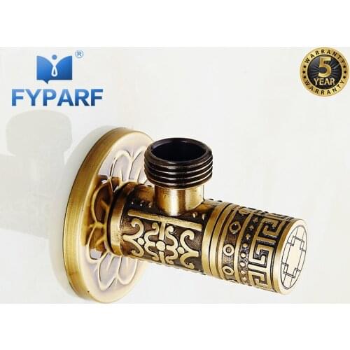 FYPARF Faucet Replacement Parts 1/2" x 1/2" Antique Brass Angle Stop Valve Shut Off Water Triangle Valve for Faucet and Toilet