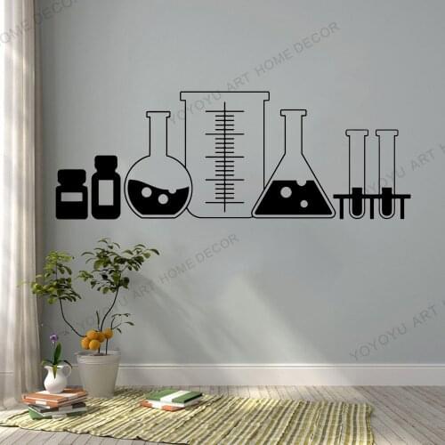 Modern Home Laboratory Design Decals Microscope Scientist Vinyl Wall Sticker Chemistry Decals Waterproof Wall Decor rb732