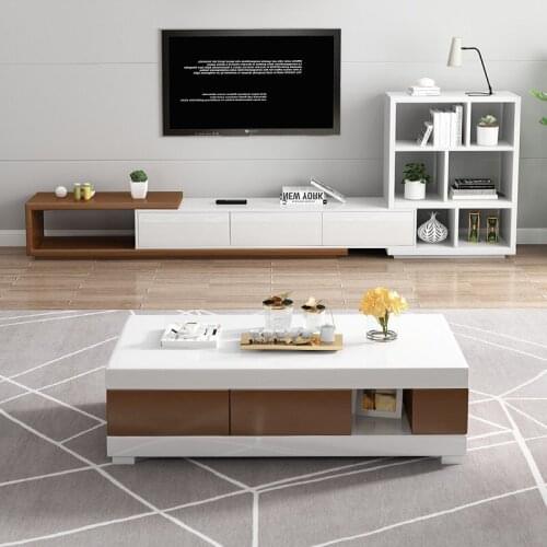 KAROIS D06 Modern Minimalist Living Room Furniture Set Coffee Table Retractable Tv Cabinet Combination
