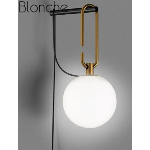 Post Modern Simple Wall Lamp Minimalism Nordic Glass Ball Led Wall Sconce Light Fixtures Bedroom Bedside Mirror Light Home Decor