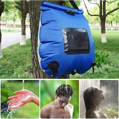 20L Water Bags Outdoor Camping Shower Bag Solar Heating Portable Folding Hiking Climbing Bath Equipment Shower Head Switchable