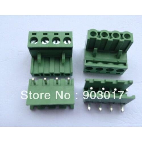 Angle 4way/pin 5.08mm Screw Terminal Block Connector Pluggable Type Green 100 Pcs Per Lot HOT Sale