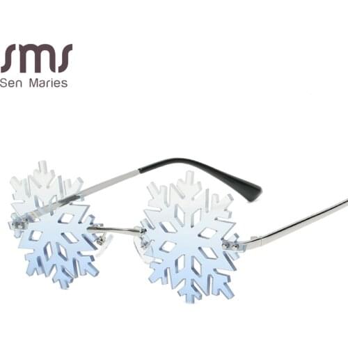 Vintage Rimless Sunglasses Women Men Snowflake Shape Retro Brand Designer Sun Glasses Female Male Eyewear Round Oculos De Sol