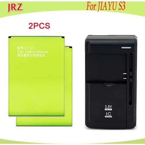 1Lot=1PC Dock charger+2PCS JY-S3 For JIAYU S3 Battery Batterie Bateria AKKU Accumulator PIL 3000-3100mAh