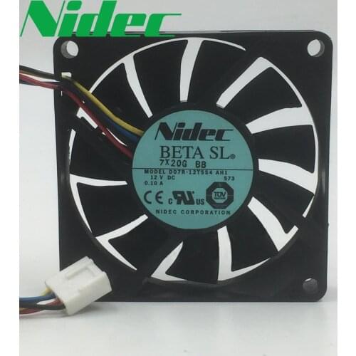 1pcs D07R-12T5S4 AH1 12V 0.10A 70mm 7015 4 wire PWM cooling fan thermostat