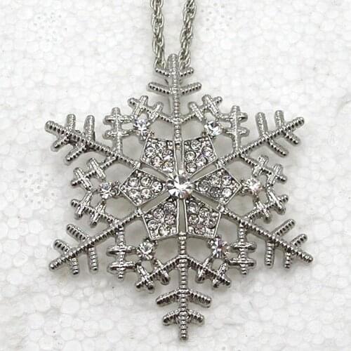 12pcs/lot Wholesale Rhinestone Snowflake Fashion Pendant Necklaces Costume Chain Jewelry F101387