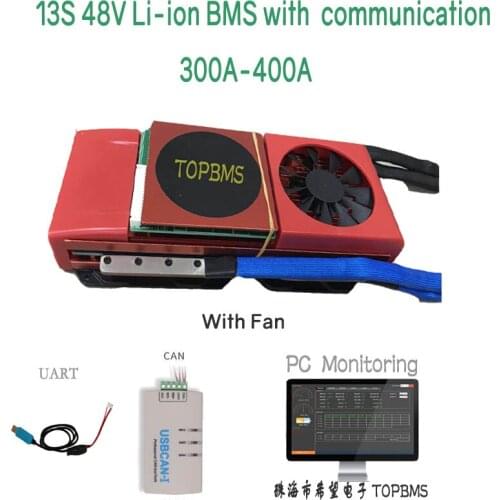 13S 48V Li-ion BMS 300A400A with Bluetooth phone APP RS485 CANbus NTC UART GPS for Li-ion Batteries 3.7V connected in 13 series