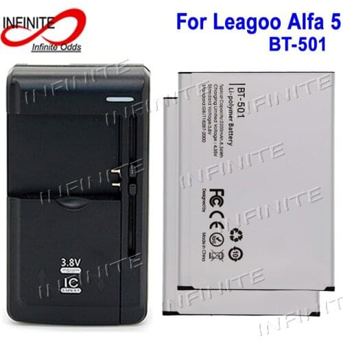 2PCS For LEAGOO Alfa 5 Battery BT-501 Batterie Bateria Accumulator AKKU High Quality 2200mAh +Universal Charger