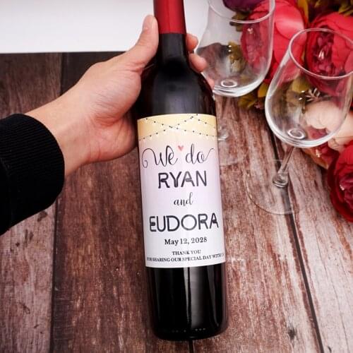 20pcs Custom Wine Bottle Labels Stickers Personalized We Do Party DIY Sticker Wedding Ceremony Party Decor