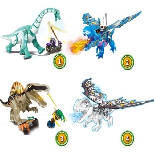 2021 Dinosaur World Park Zoo Flying Tyrannosaurus Mini Motorcycle MOC DIY Model Building Blocks Bricks Toys Gifts