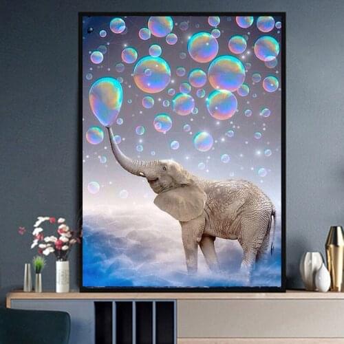 DIY Diamond Painting Colorful Bubbles Elephant Diamond Mosaic 5D Diamond Embroidery Cross Stitch Animal Home Decoration