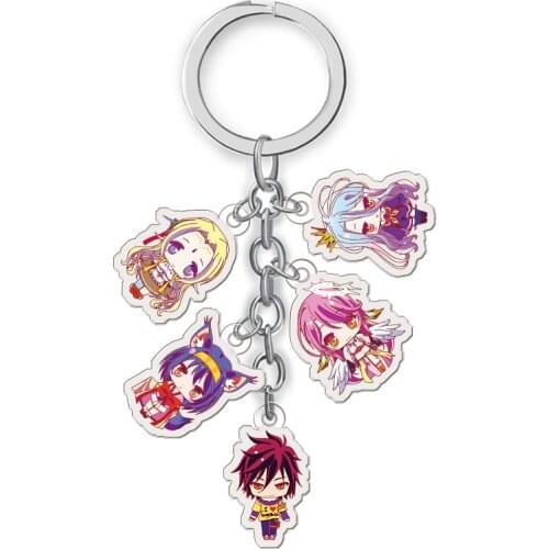 Anime NO GAME NO LIFE Keychain Cartoon Figure Sora Acrylic Pendant Keyring