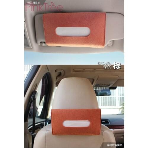Car Sun Visor Tissue Holder Box Dispenser Seat Back Organizer Black Pink Gray Brown Safe Soft Fabric Decoration Accessories