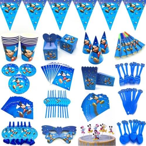 Mickey Mouse birthday party supplies paper cup plates Mickey Mouse table cloth gift bags baby shower party foil balloons Decor