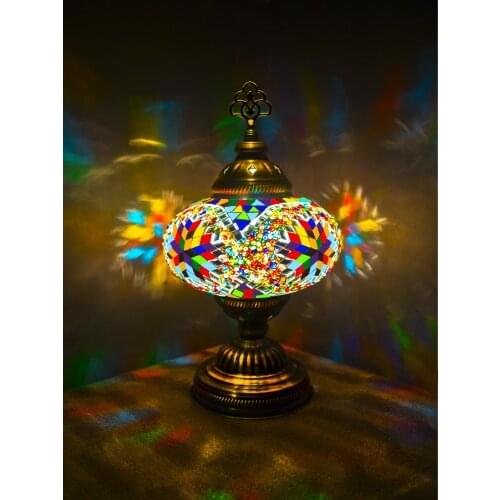 Handmade Turkish Moroccan Mosaic Authentic Vintage Art Deco Table Bedside Lamp, 7 Colors