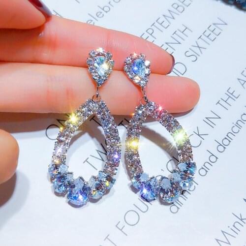 Women Rhinestone Water Drop Geometric Dangle Eardrop Earrings Jewelry Gifts