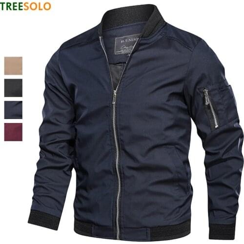 Quality baseball Solid Casual Jacket Men Spring Autumn Outerwear Mandarin Stand Casual Sportswear Mens Jackets for Male Coats