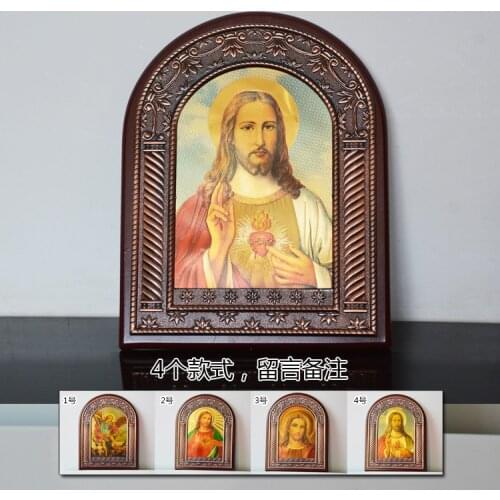 Catholic Christian decoration wooden ornament (icons of the sacred heart of Jesus) miniature Small portrait about 24 cm high
