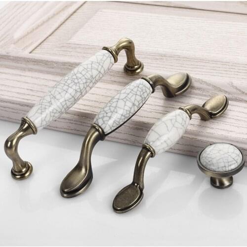 Ceramic Drawer Pulls Antique Crack Kitchen Handles Vintage Handles Knobs and Pulls for Cabinets Metal Furniture Handles