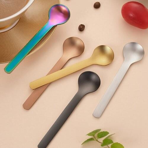 Stainless Steel Color Coffee Mixing Spoon Seasoning Spoon Dessert Spoon Titanium Drawing Slice Spoon Kitchen Accessories
