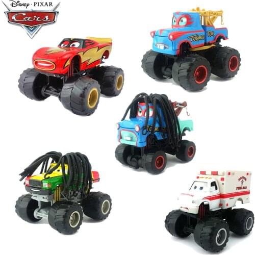 Disney Pixar Cars 3 2 Big Foot Stunt Metal Diecast Car Toy Lightning McQueen Long Hair Mater Rhapsody Giant Wheels Car Toys Gift